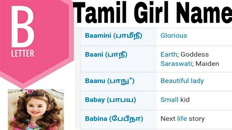 b starting girl names in tamil